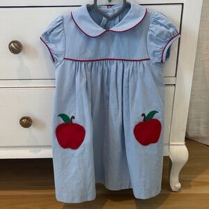 Little English Light Blue Dress with Red Trim